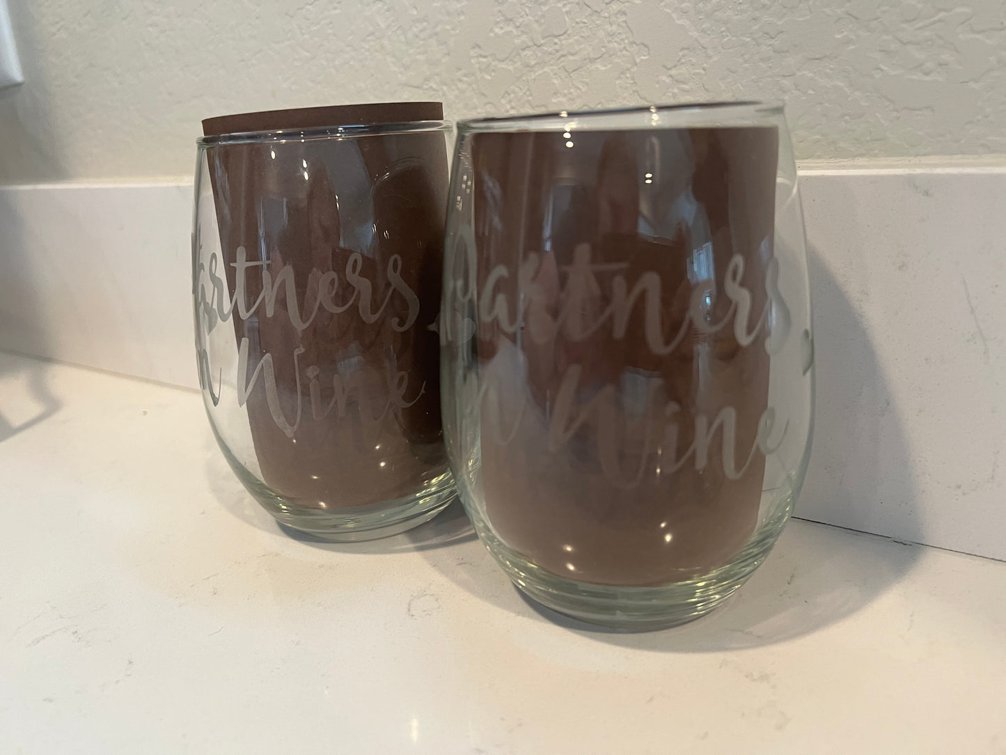 Partners in Wine set of 2 wine glasses